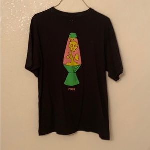 A large black trippy lava lamp T-shirt
